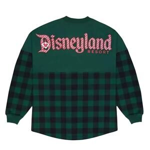 Disney Parks Store Disneyland Holiday Plaid Green Spirit Jersey Christmas sz XS